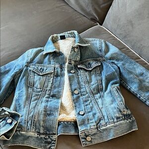 GAP Light Blue Denim Jacket with White Sherpa